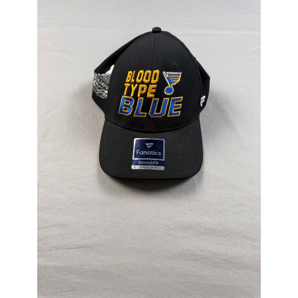 Fanatics St Louis Blues 2019 Stanley Cup Champions Hat Blood Type Blue M/L Black